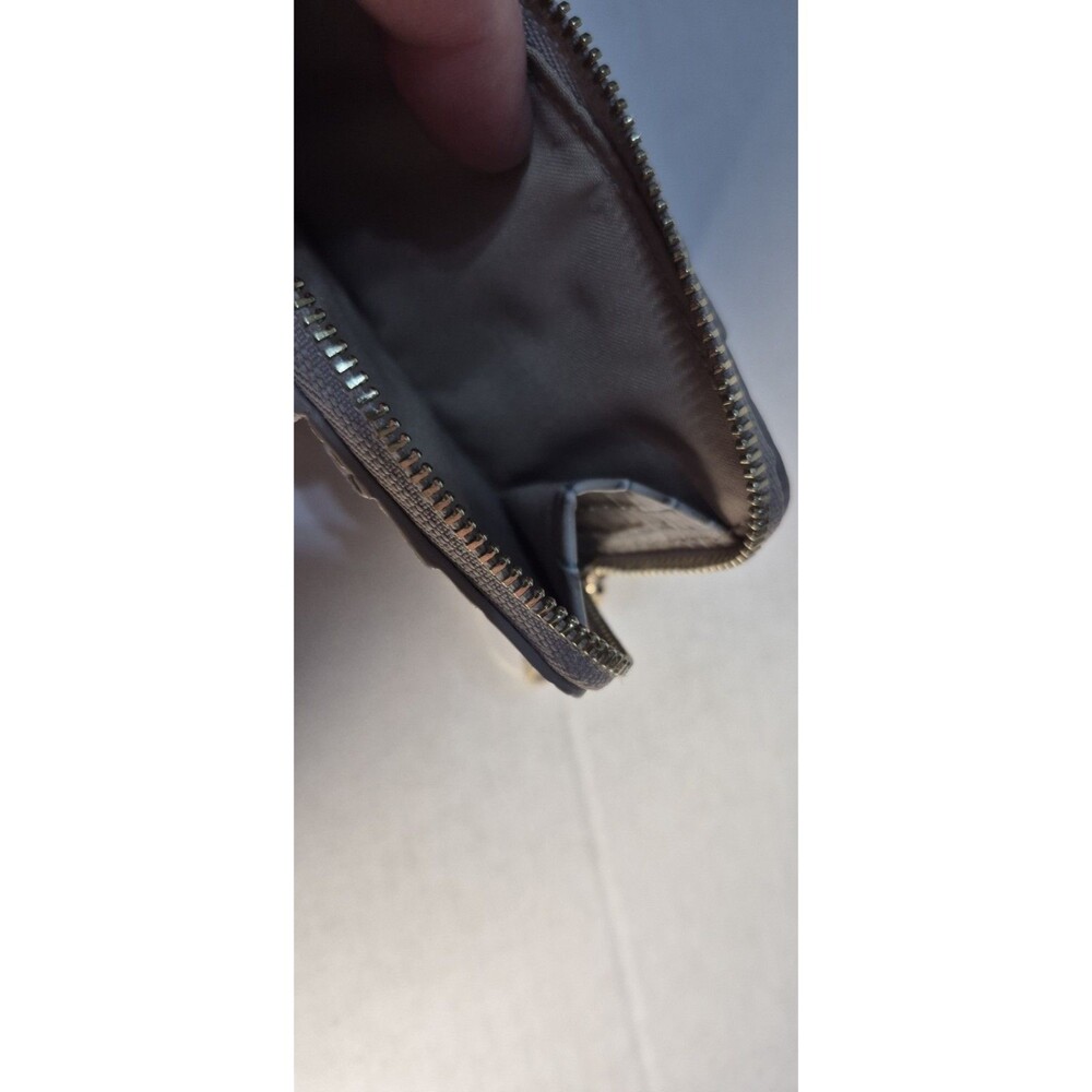 Brahmin Melbourne Credit Card Wallet Slim Zip Case Leather Cream Grey Neutral - Picture 8 of 13